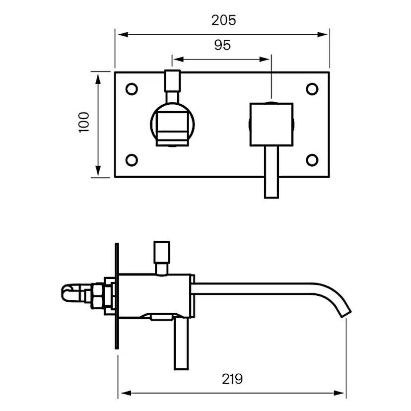 Dusch- och Badkarsblandare Tapwell BOX 022 Rettangolo