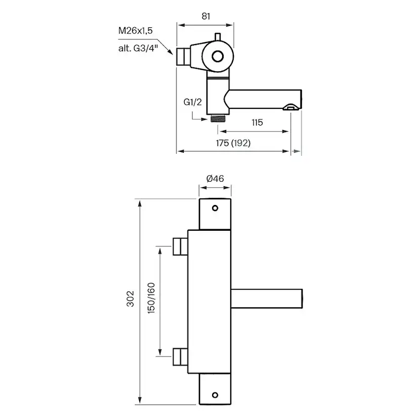 Dusch- och Badkarsblandare Tapwell Evo EVM 022-160