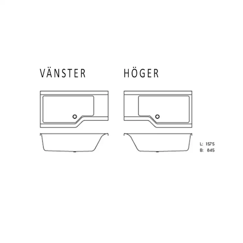 Badkar Nordhem Apelviken Vit Standard Enkel rygglutning