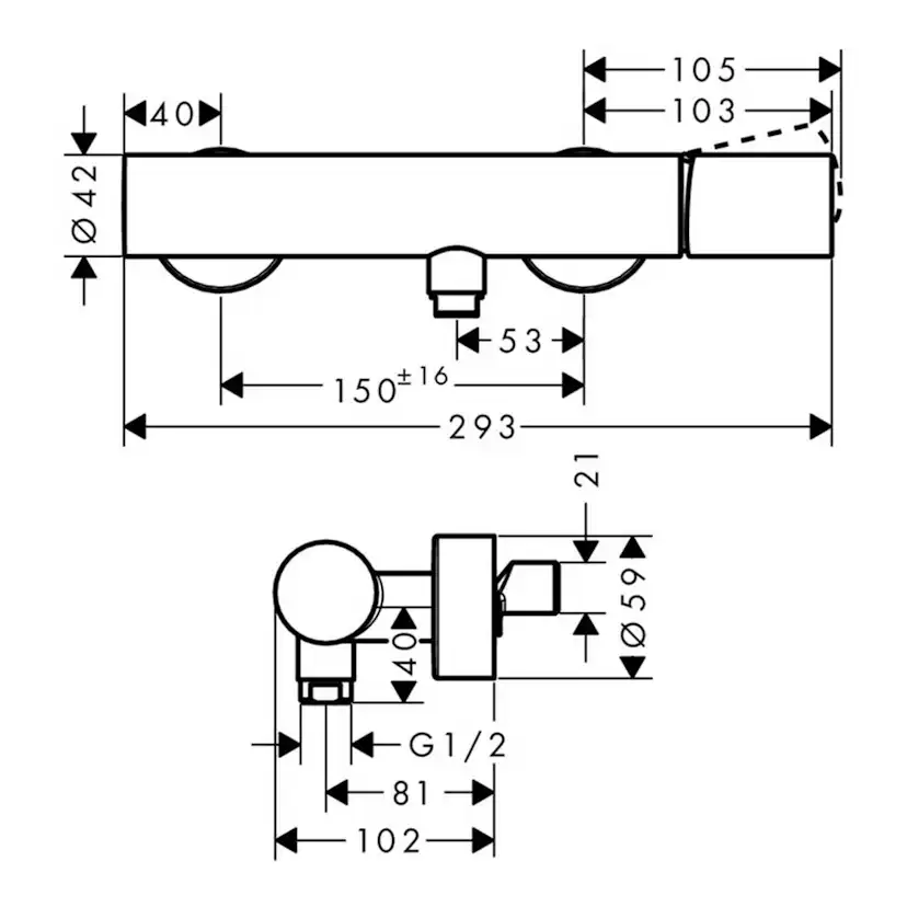 Duschblandare Axor Uno 1-grepps Zero-grepp