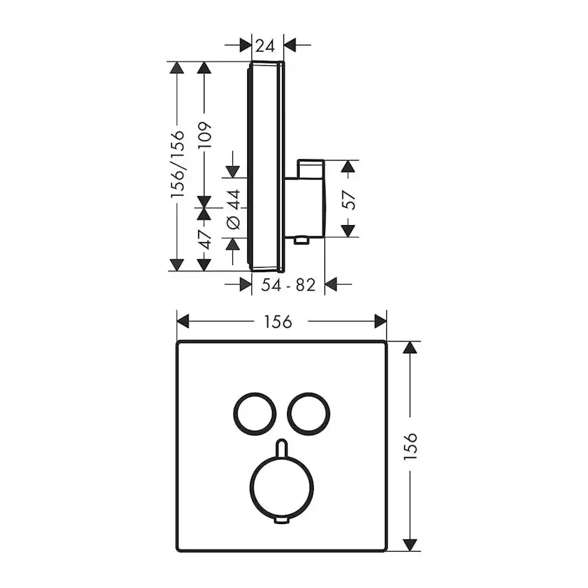 Duschblandare Hansgrohe ShowerSelect Glass Termostat 2 Funktioner