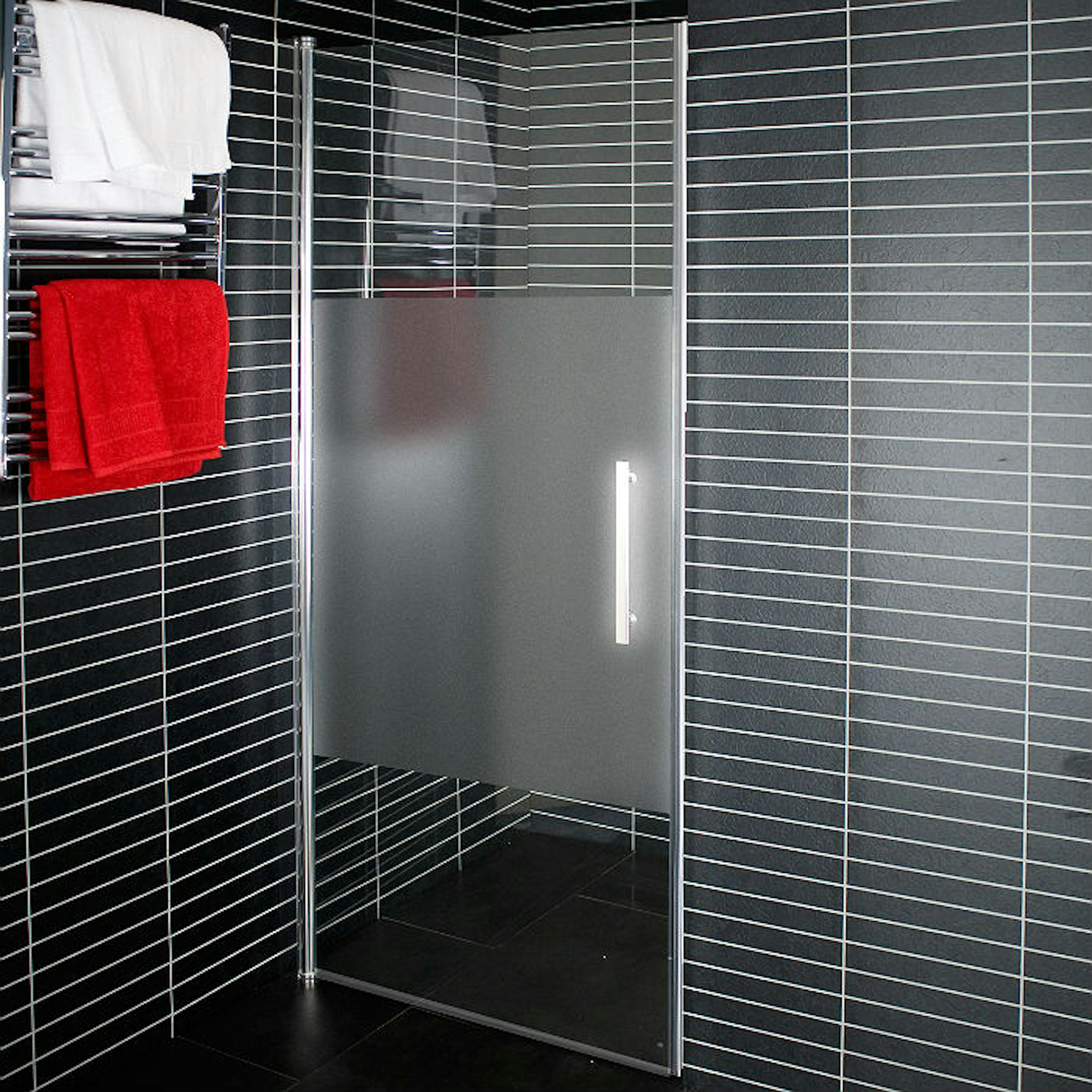 Duschdörr Arrow Door Delvis Frostat Glas