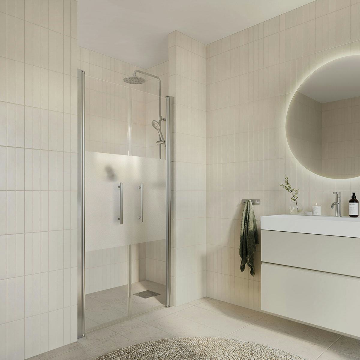 Duschdörr Arrow DuoDoor Delvis Frostat Glas