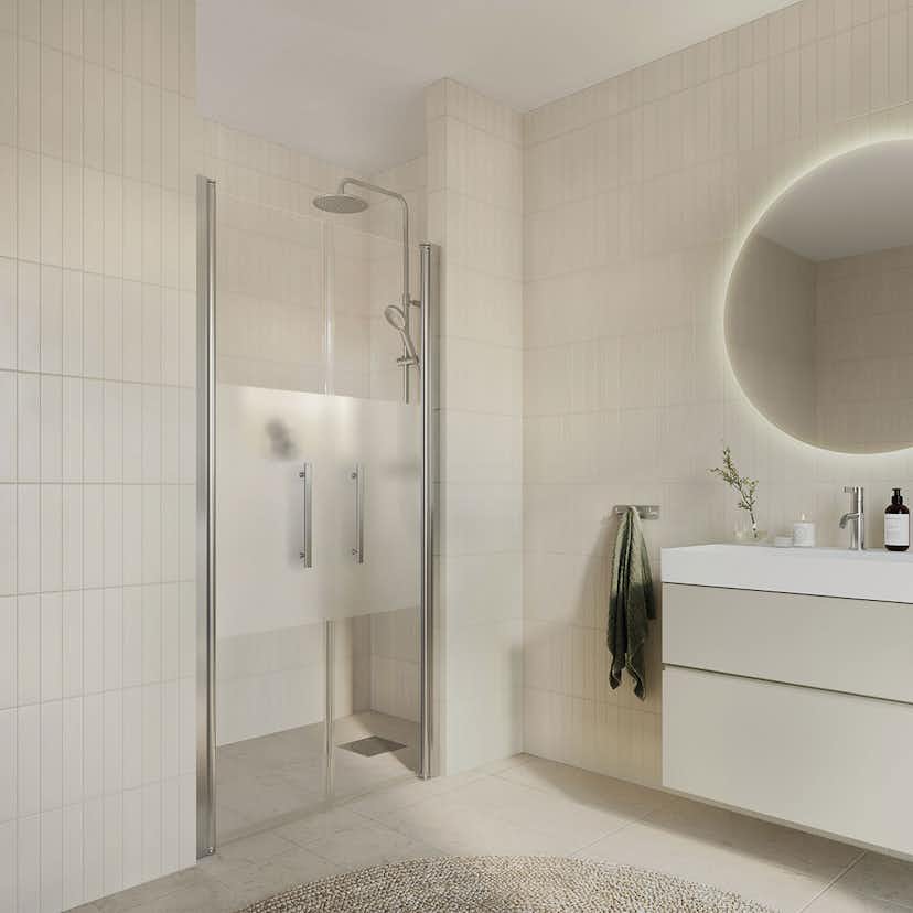 Duschdörr Arrow DuoDoor Delvis Frostat Glas