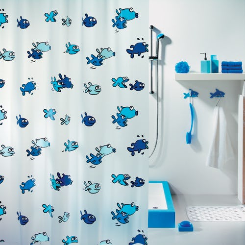 Duschdraperi Spirella Hugo blue 180x200