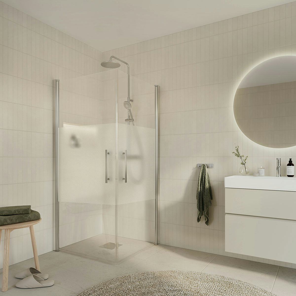 Duschhörn Arrow Corner Delvis Frostat Glas