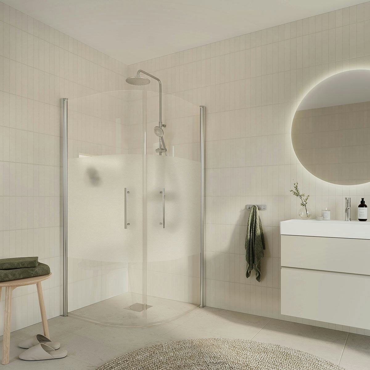 Duschhörn Arrow Round Delvis Frostat Glas