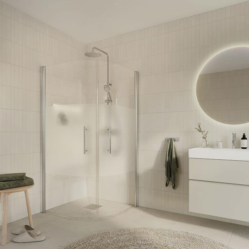 Duschhörn Arrow Round Delvis Frostat Glas