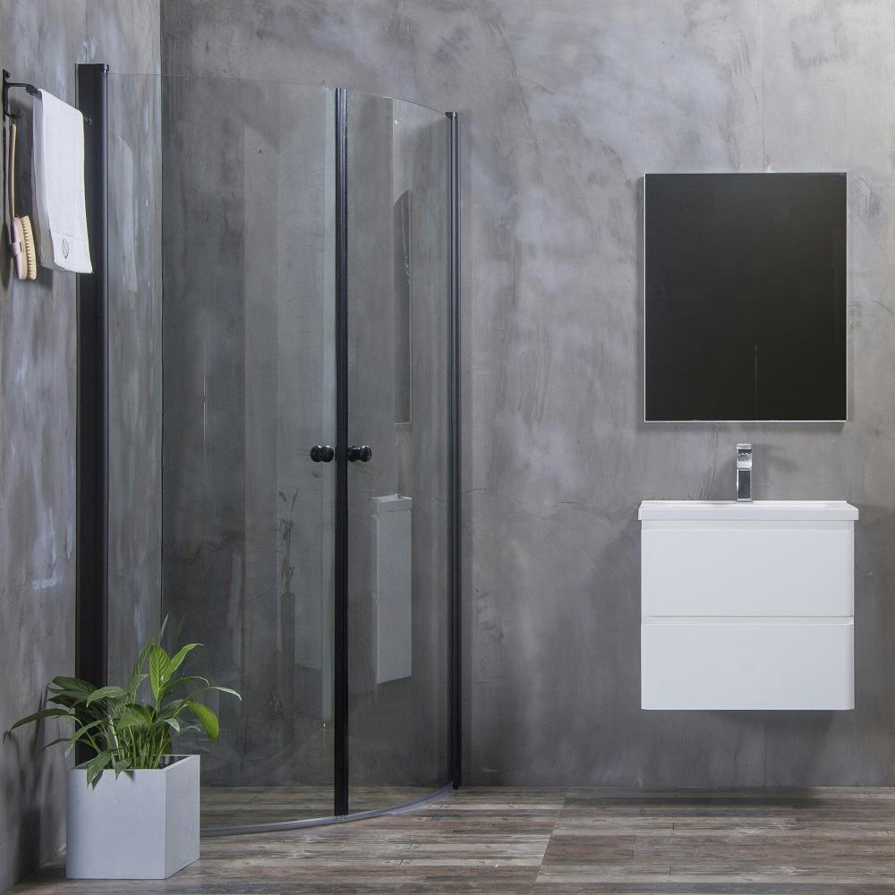 Duschhörn Bathlife Mångsidig Rund Dörr 45° Svart