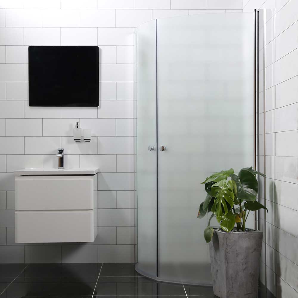 Duschhörn Bathlife Mångsidig Rund Dörr 45° + Rund Dörr 45° Frostat Glas