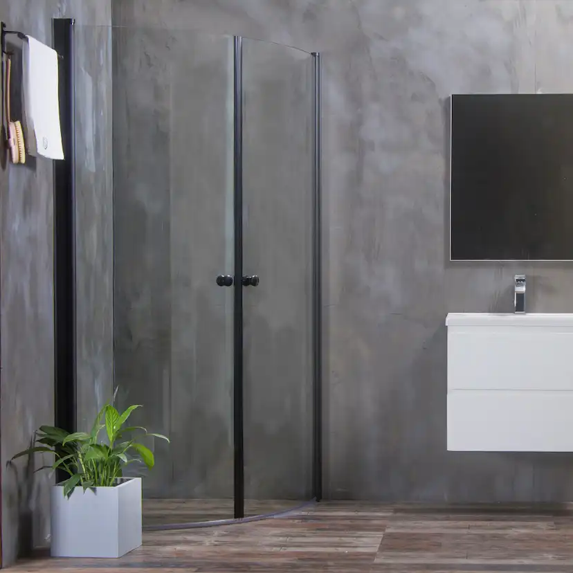 Duschhörn Bathlife Mångsidig Rund Dörr 45° Svart