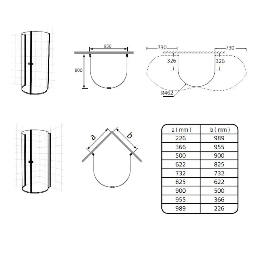 Duschhörn Hafa Igloo Pro U 80x95 Klarglas