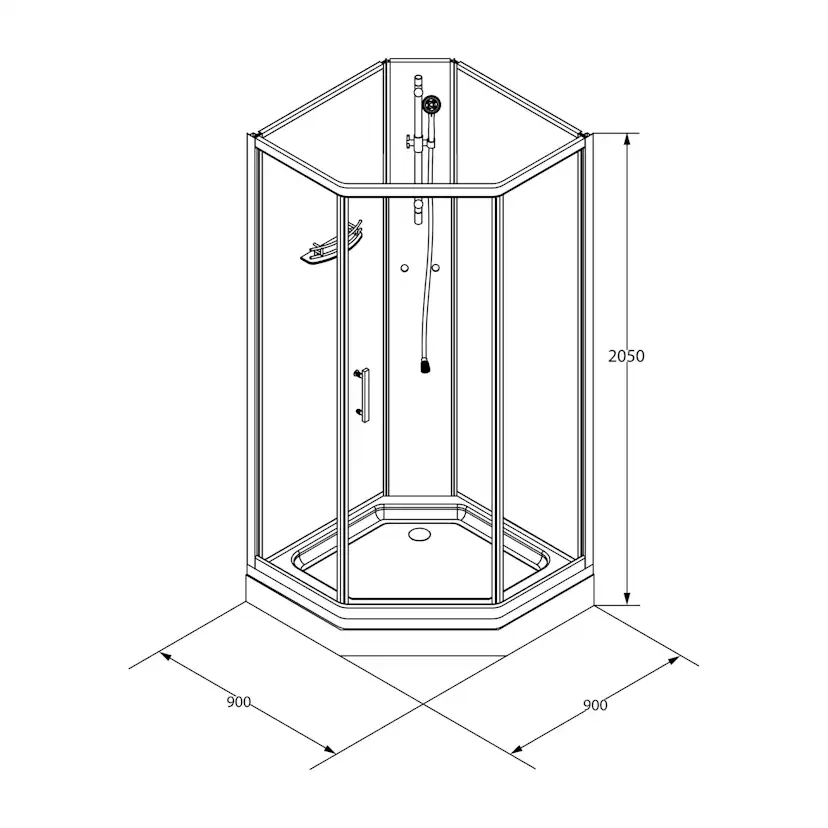 Duschkabin Bathlife Ideal 90x90 Rak