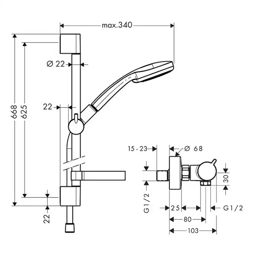 Duschset Hansgrohe Croma 100 Ecostat Comfort 150 cc