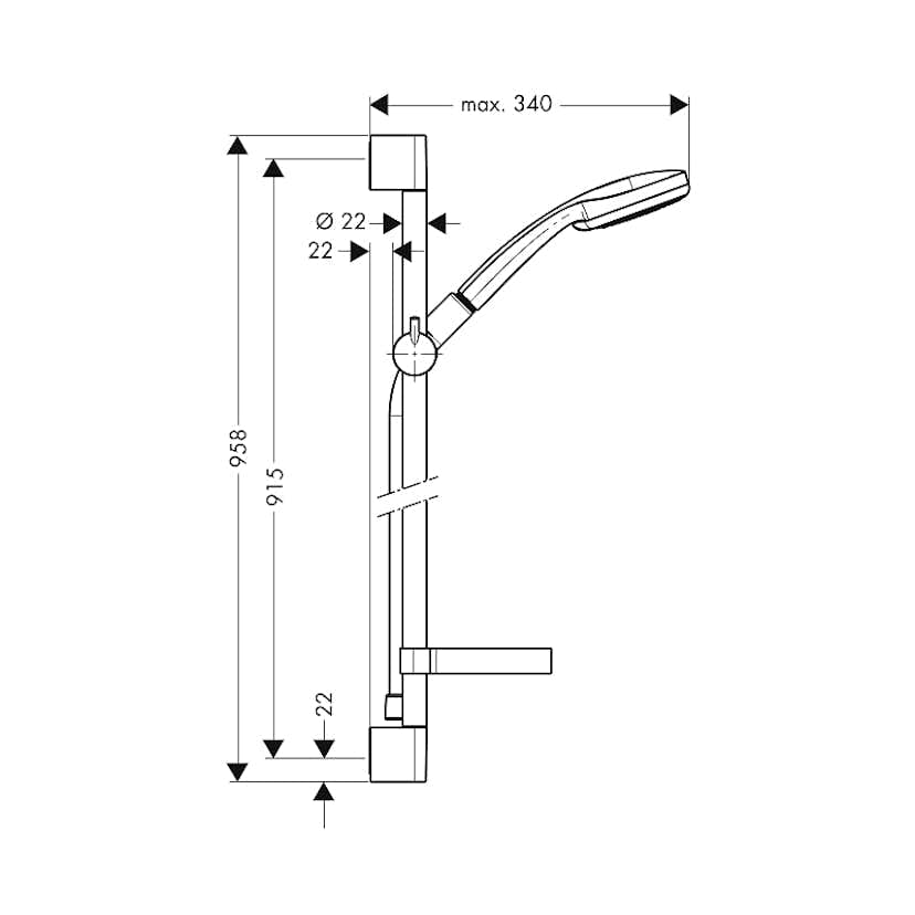 Duschset Hansgrohe Croma 100 Vario 90 cm