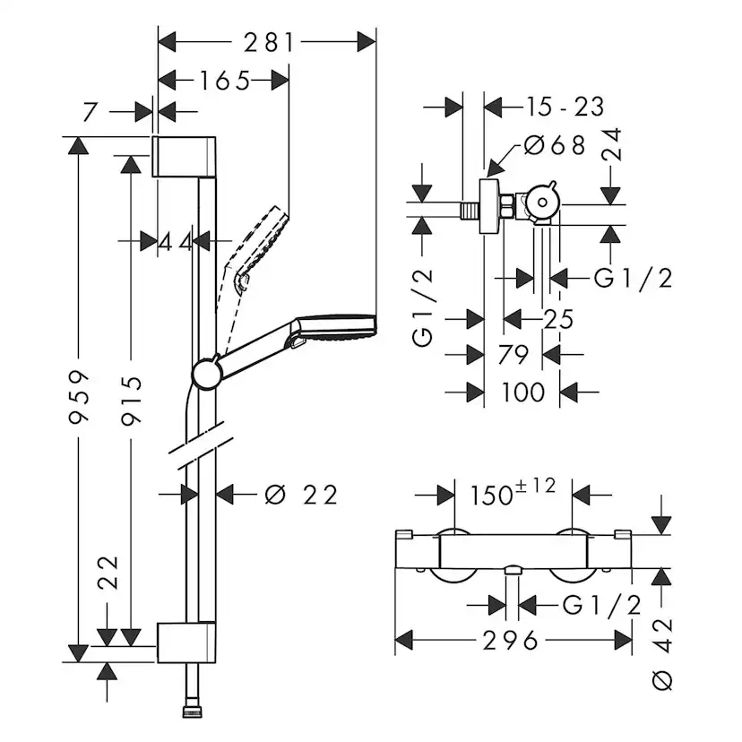 Duschset Hansgrohe Crometta Ecostat 1001 CL 150 cc