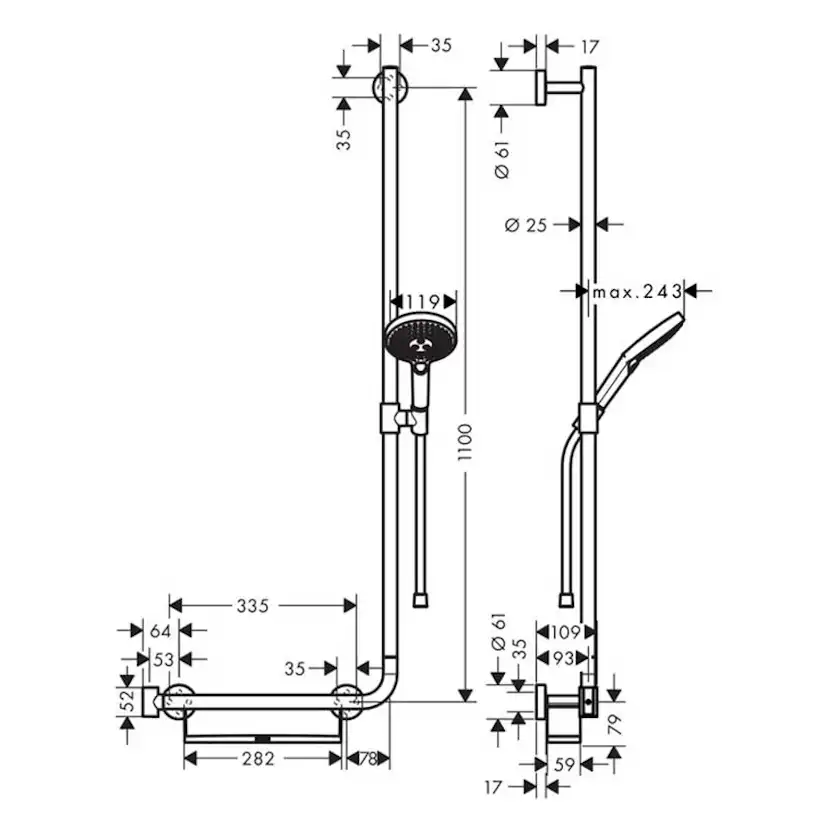Duschset Hansgrohe Raindance Select S 120 3jet med Hylla