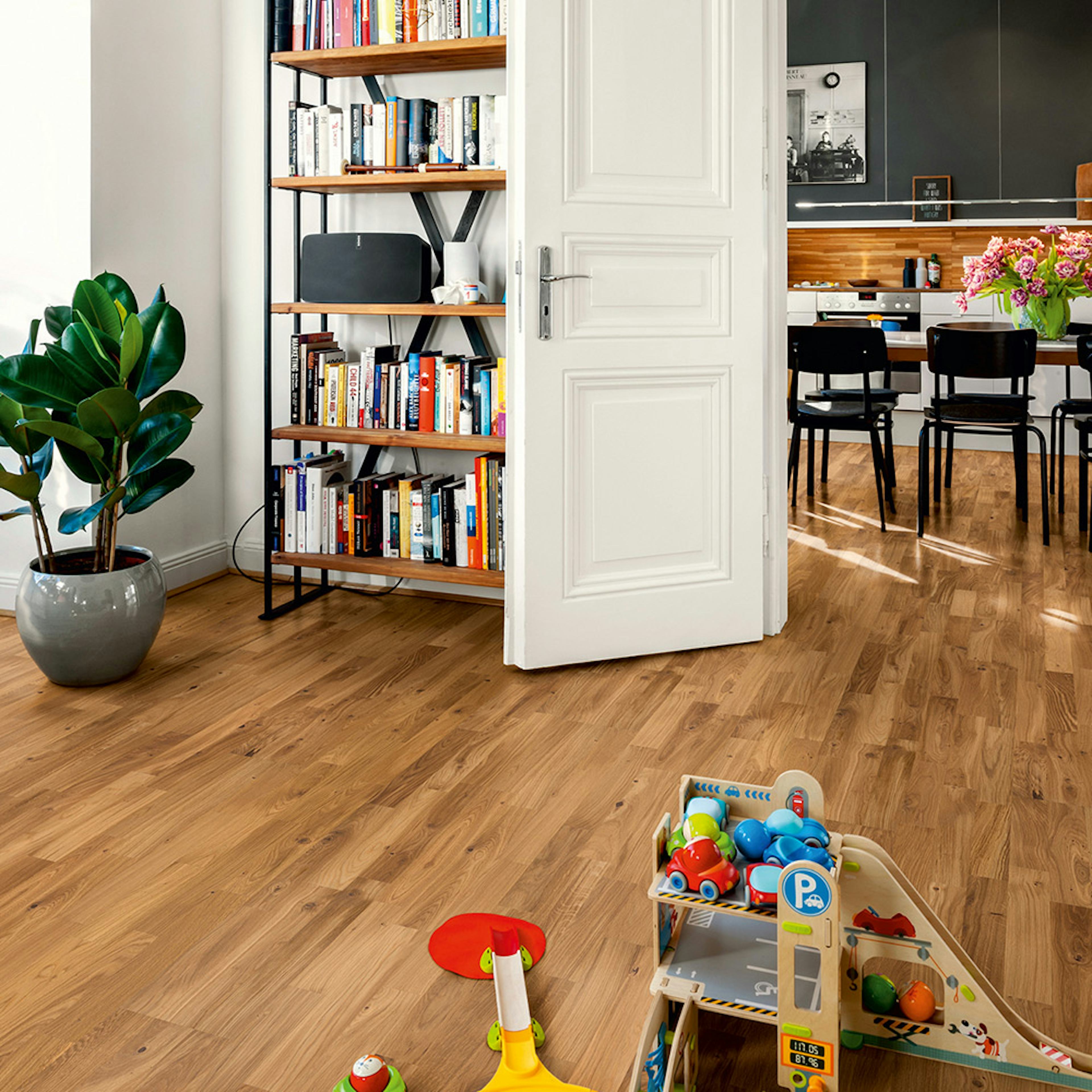 Parkettgolv Berg & Berg Ek L Vild Borstad Naturolja 3-Stav