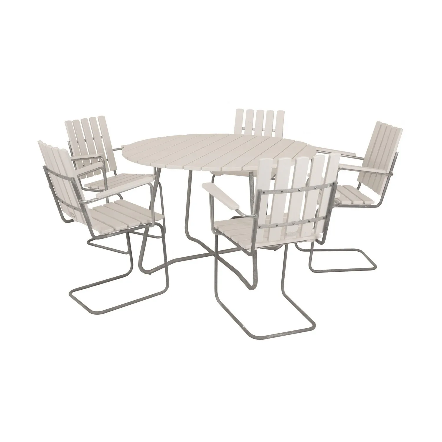 Matgrupp Utomhus Eden Wood Amanda Ø120 cm med 5 Utefåtöljer