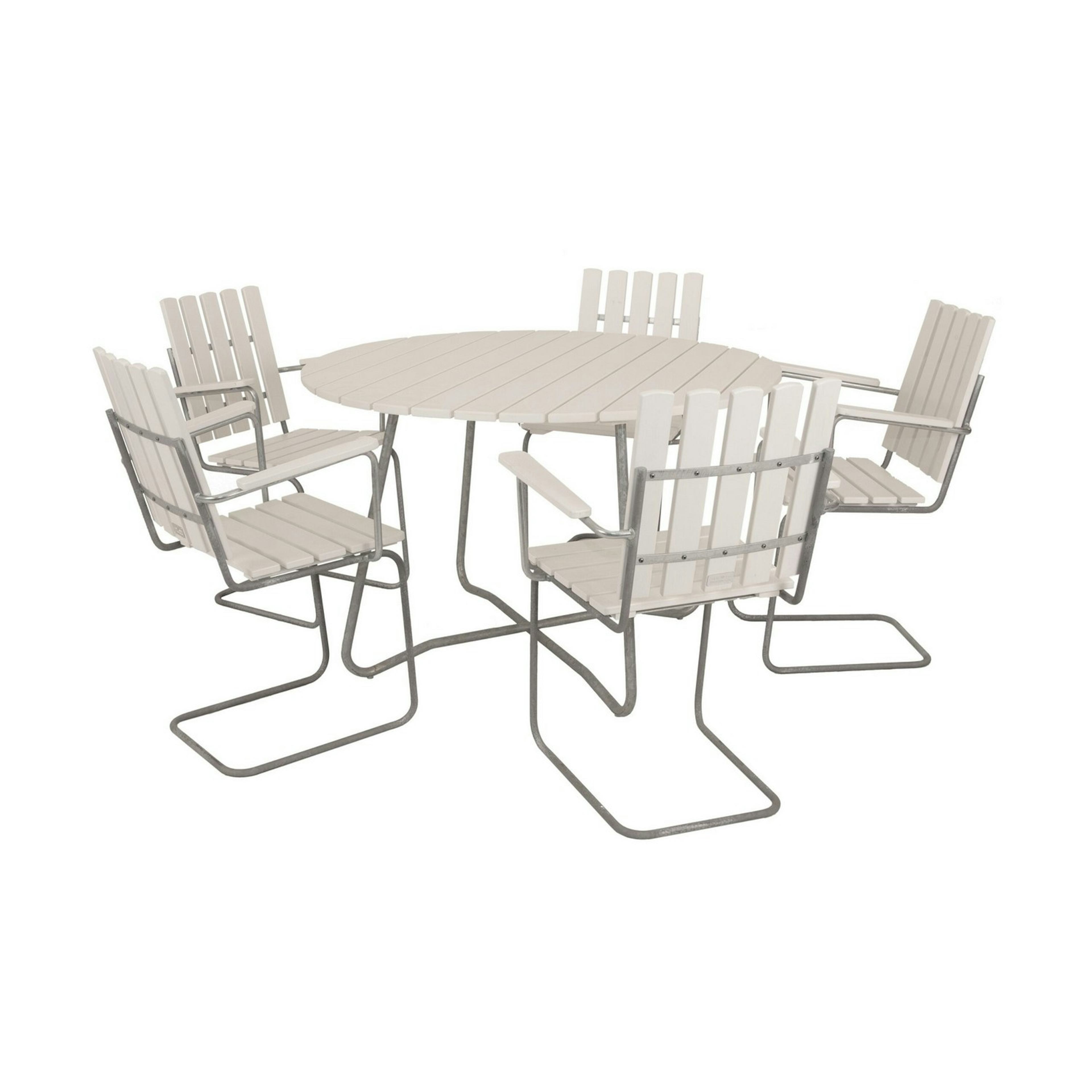 Matgrupp Utomhus Eden Wood Amanda Ø120 cm med 5 Utefåtöljer