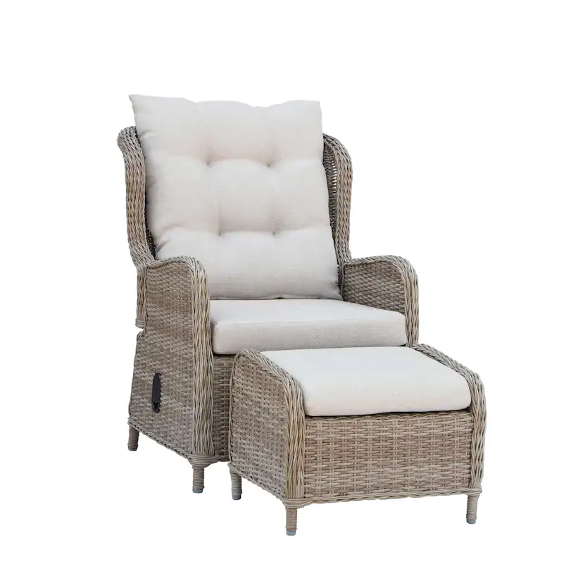 Loungeset Baltic Garden Rosemarie 2 st Reclinerfåtöljer med Sidobord inkl Dynor