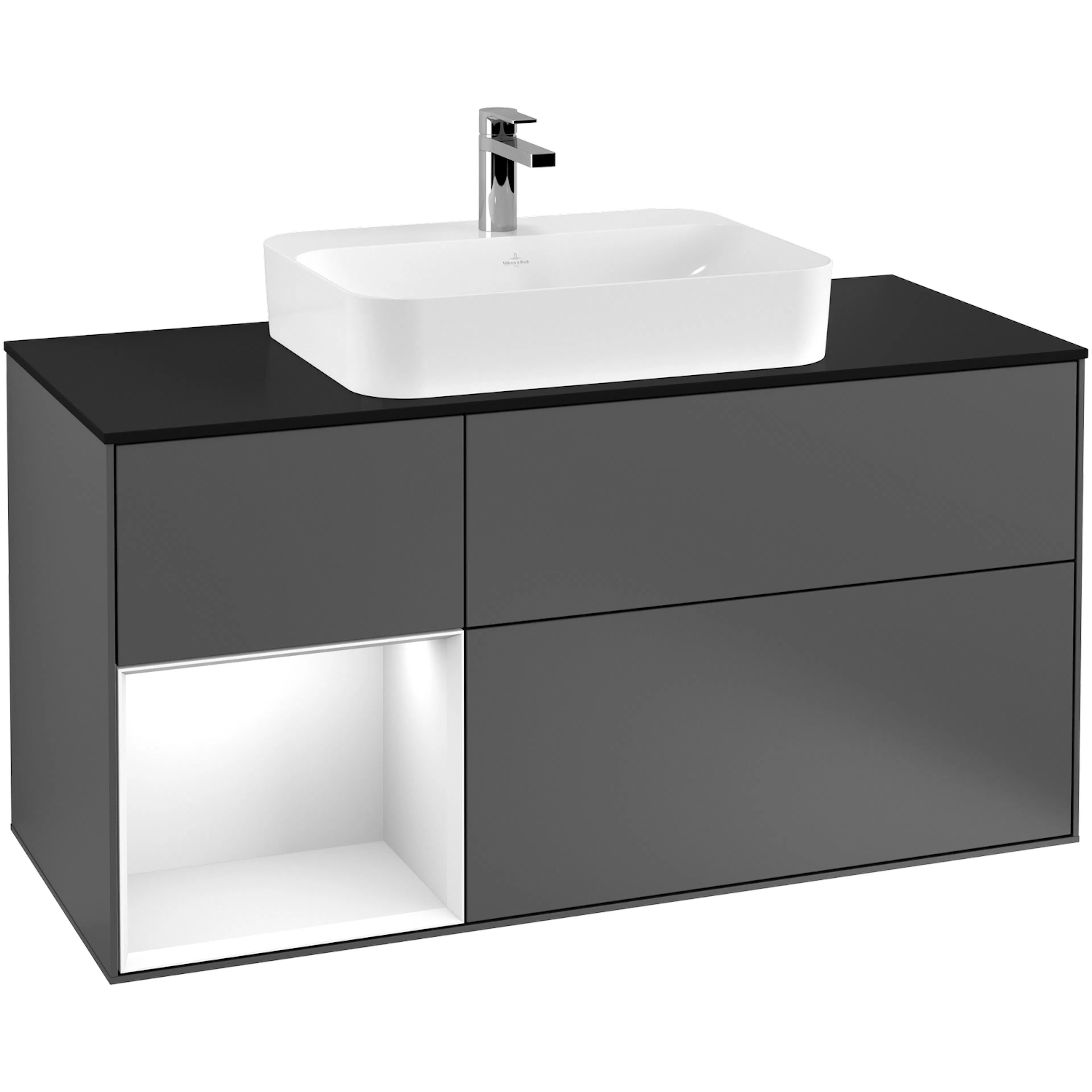 Tvättställsskåp Villeroy & Boch Finion med 3 Lådor Hylla och Bänkskiva för Ytmonterat Tvättställ