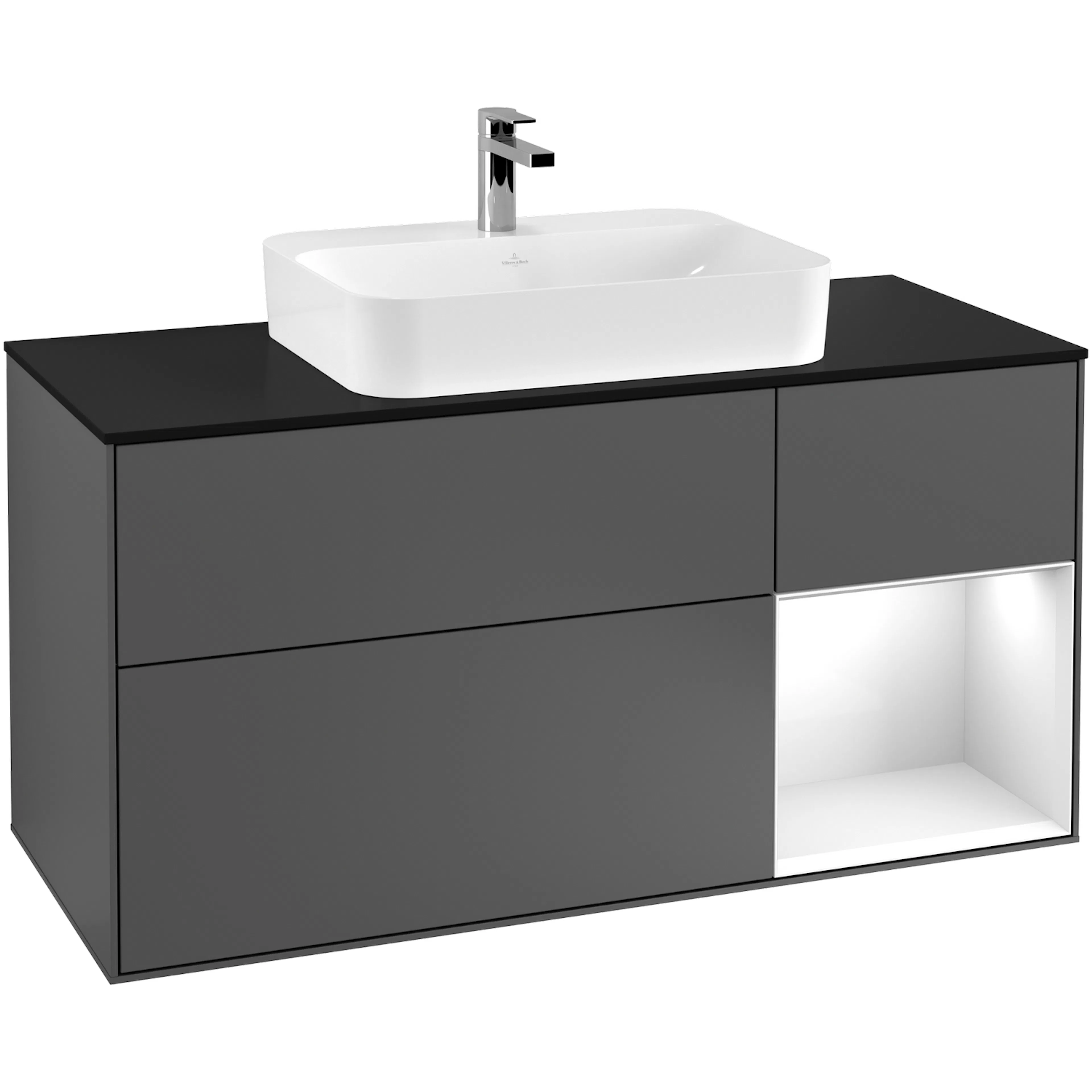 Tvättställsskåp Villeroy & Boch Finion med 3 Lådor Hylla och Bänkskiva för Ytmonterat Tvättställ