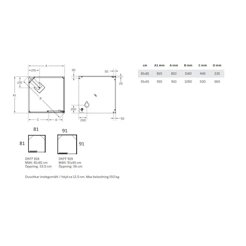Duschkabin Macro Design Flow Front med Infälld Blandare