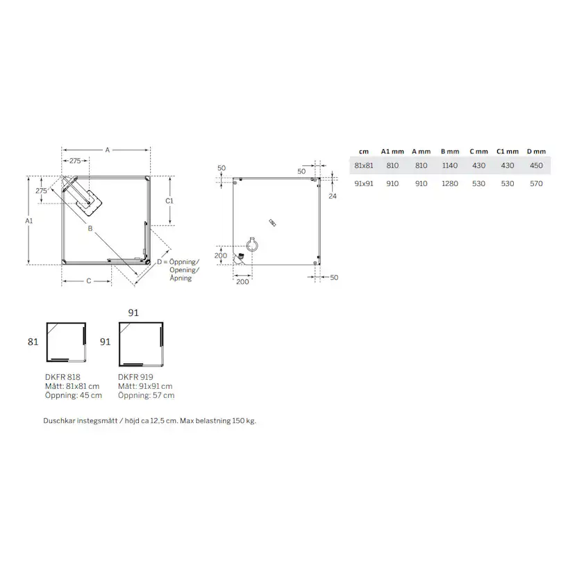 Duschkabin Macro Design Flow Rak med Infälld Blandare
