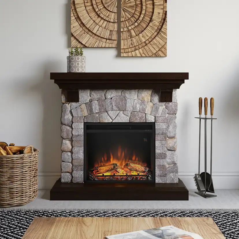 Elektrisk Kamin Tagu Reino Rock Grå Skorstensfri Elkamin 1500W