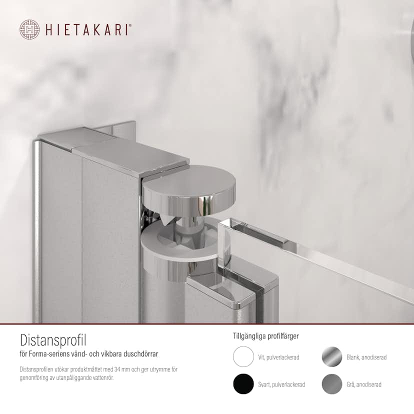 Distansprofil Hietakari för Duschvägg Forma Vändbar/Vikbar Svart