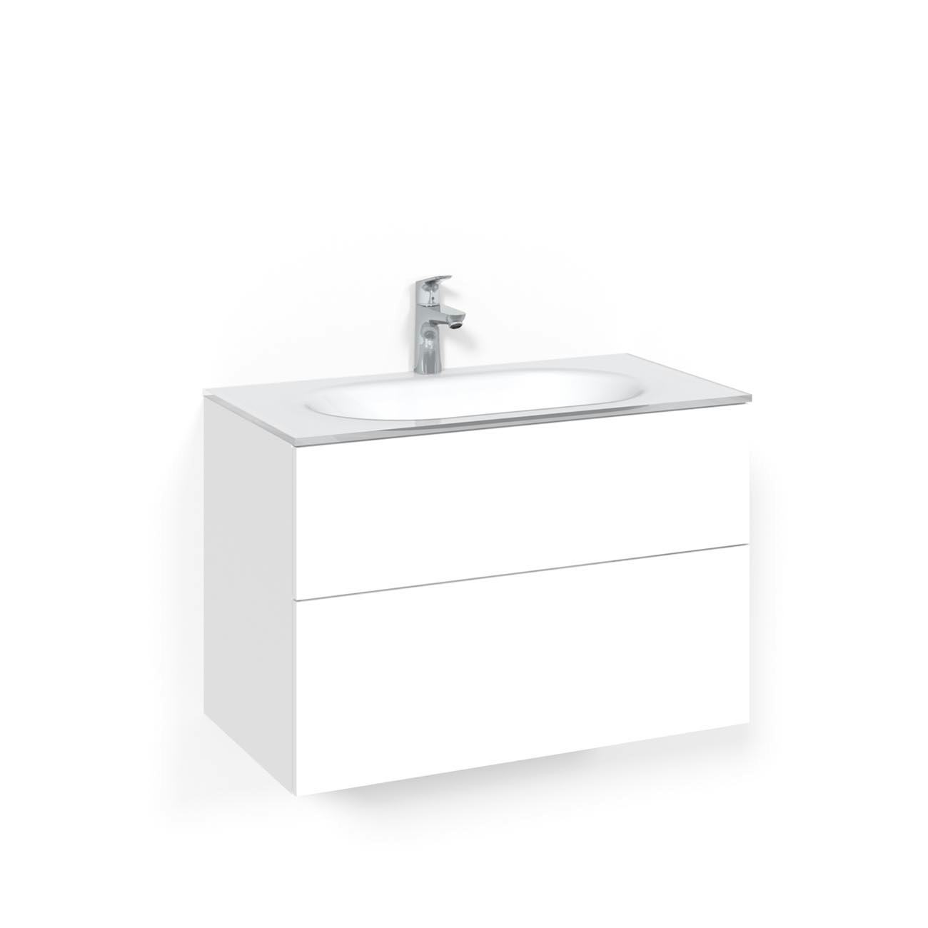 Tvättställsskåp Macro Design Crown Push Open Med Glastvättställ