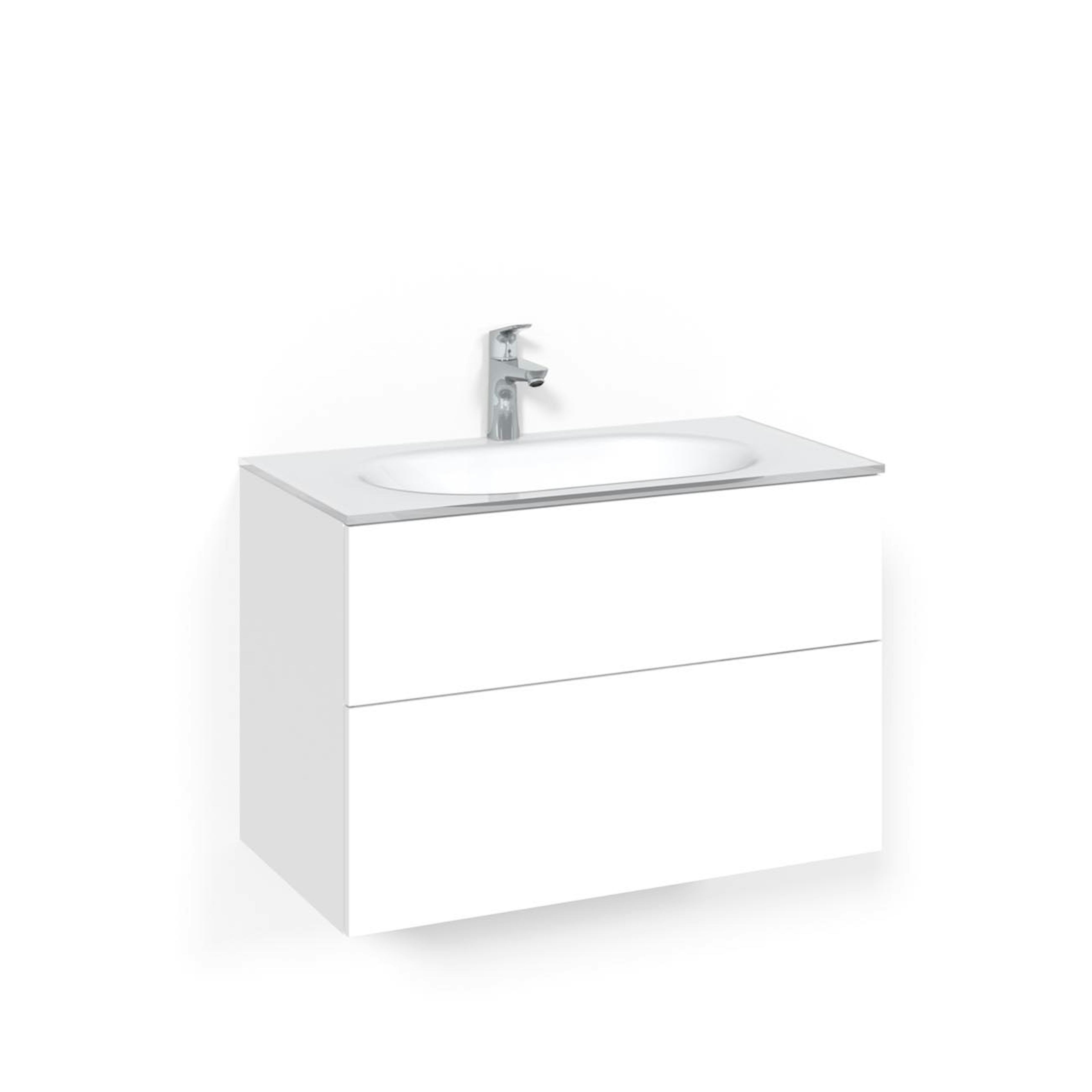 Tvättställsskåp Macro Design Crown Push Open Med Glastvättställ