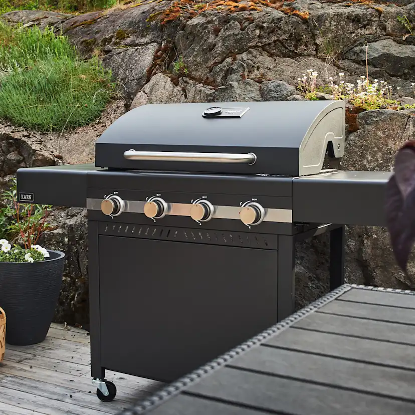 Gasolgrill Sunwind Karn Rostfritt Stål med Gjutgärnsgaller & 4 Brännare