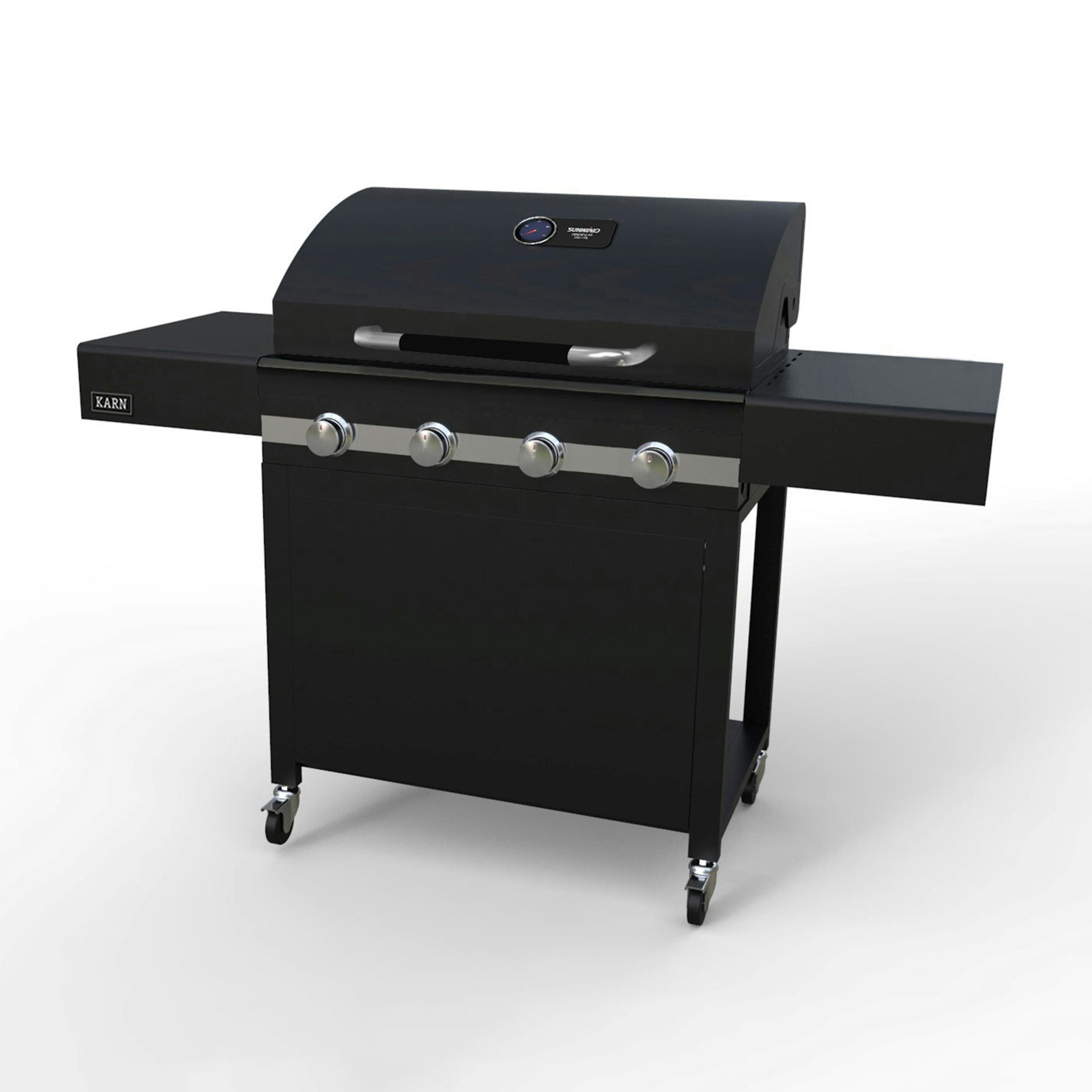 Gasolgrill Sunwind Karn Rostfritt Stål med Gjutgärnsgaller & 4 Brännare