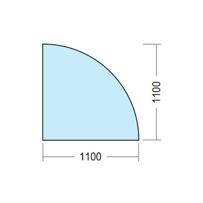 Golvglas Kaminexperten 1100 x 1100 Hörn