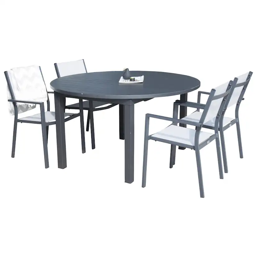 Matgrupp Venture Home Madrid Ø 140 med 4 Copacabana Matstolar