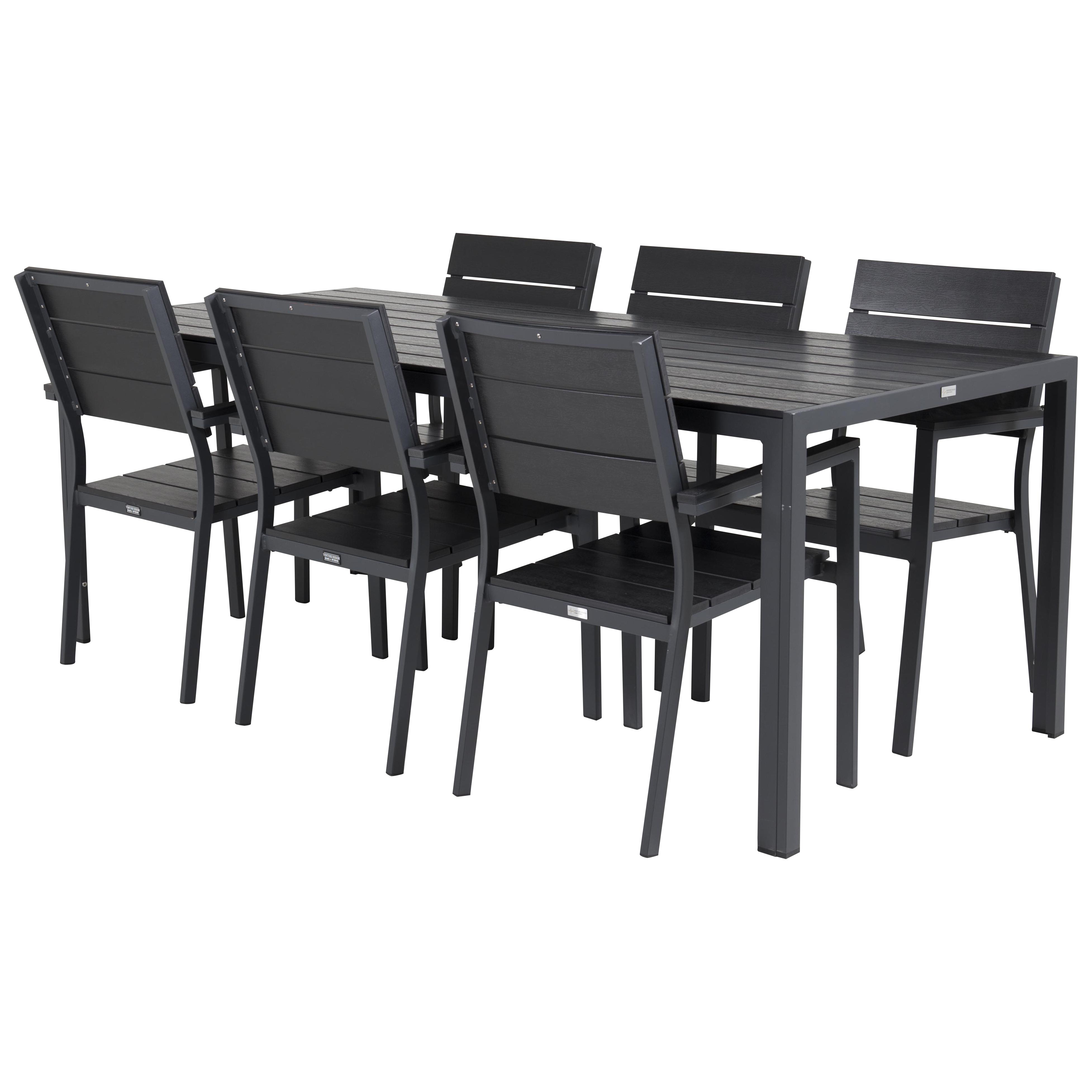 Matgrupp Utomhus Venture Home Bront 205 med 6 Lova Trädgårdsstolar