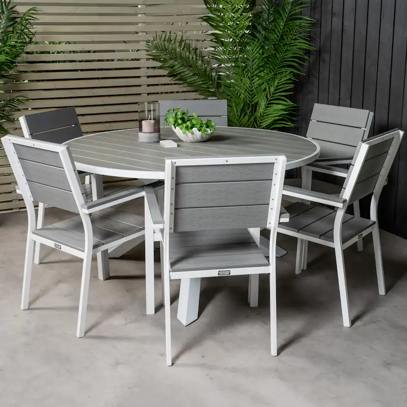 Matgrupp Utomhus Venture Home Pincy Ø140 med 6 Lova Trädgårdsstolar