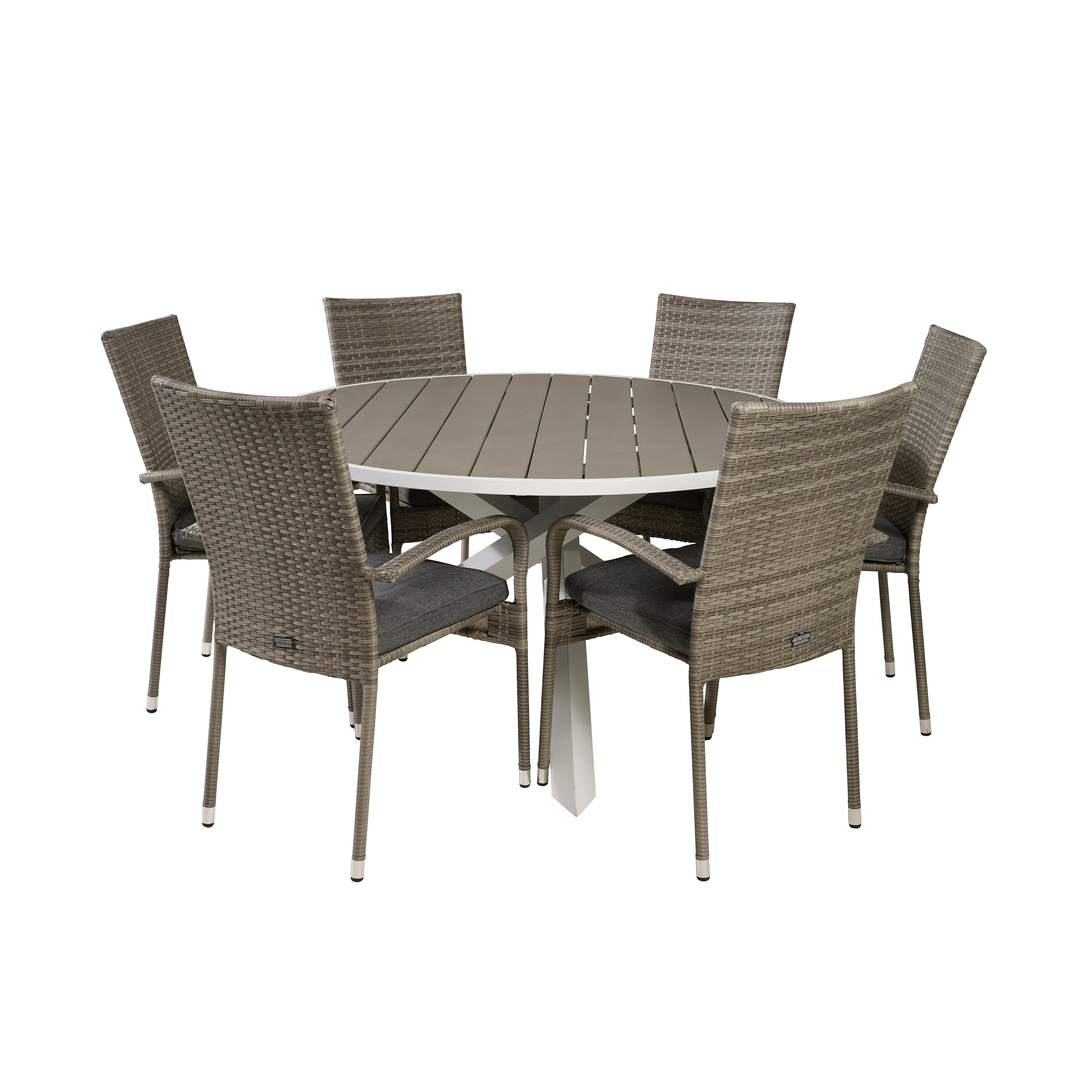 Matgrupp Utomhus Venture Home Pincy Ø140 med 6 Asta Trädgårdsstolar