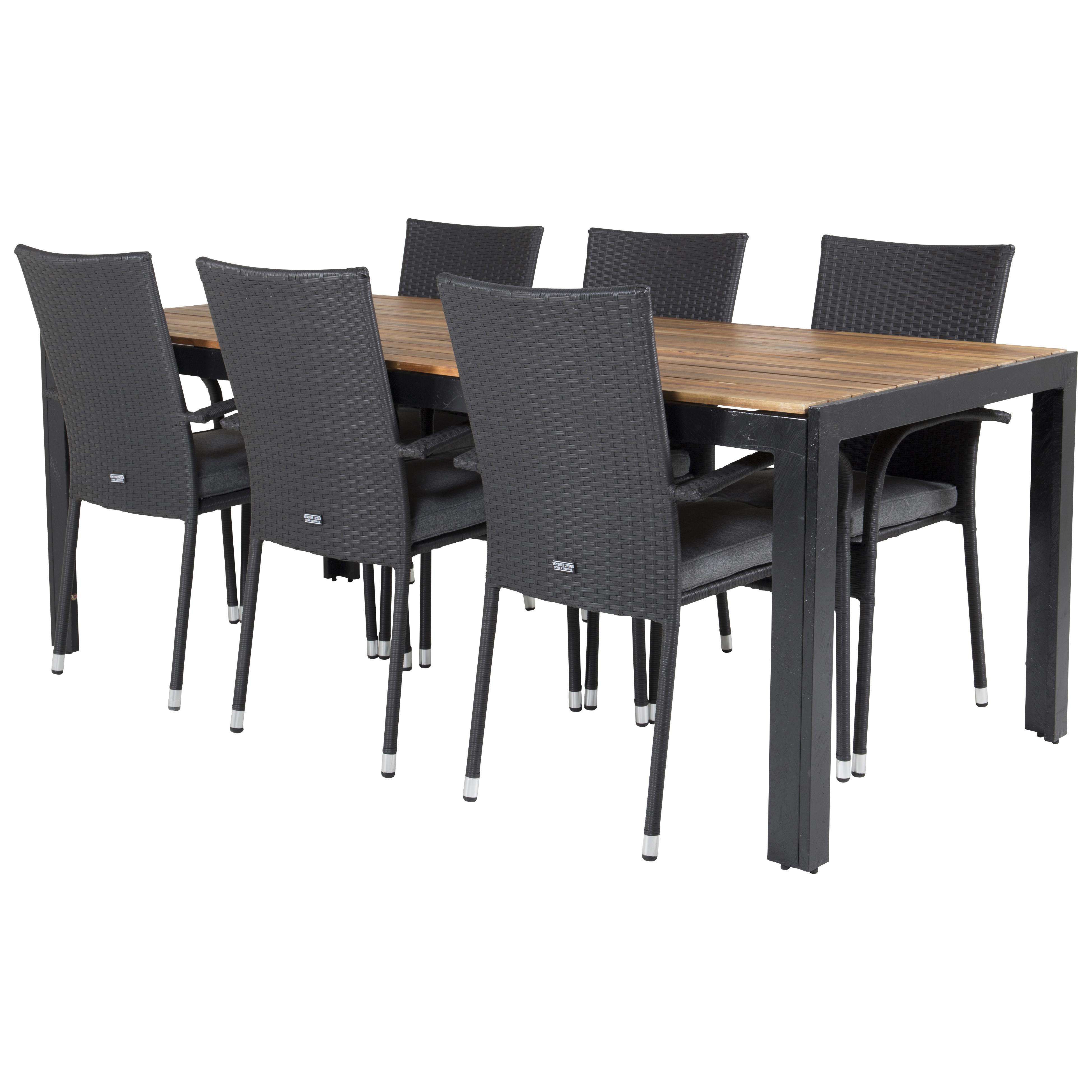 Matgrupp Utomhus Venture Home Bois med 6 Anna Trädgårdsstolar