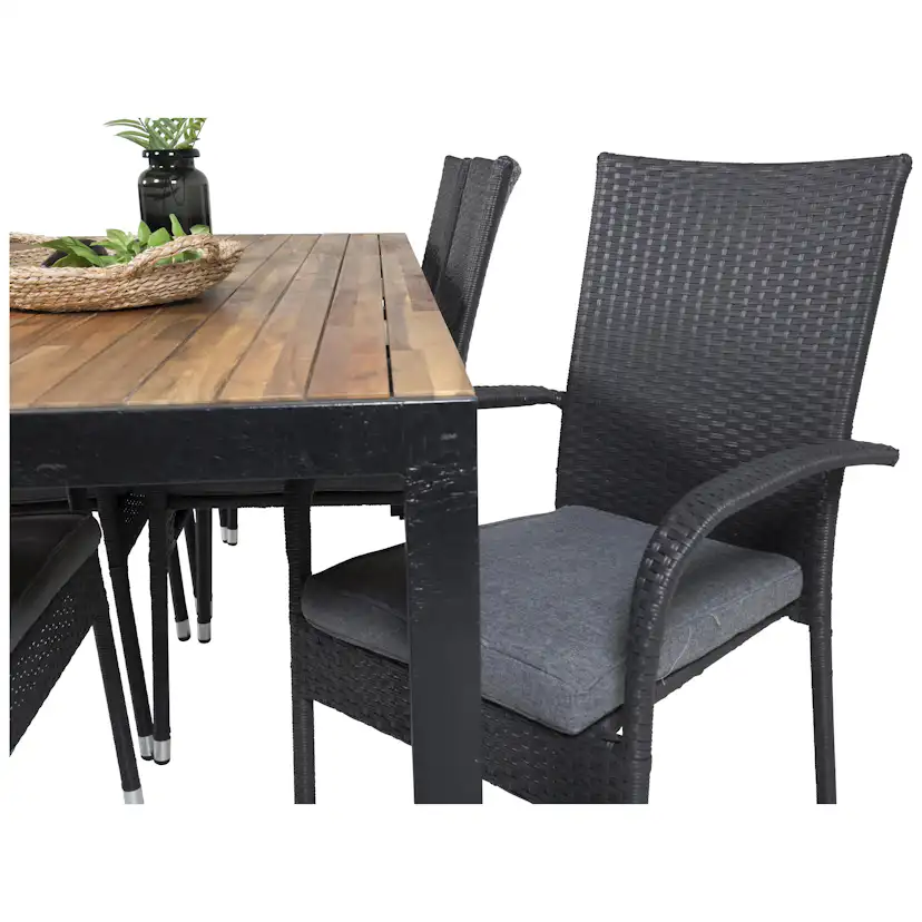 Matgrupp Utomhus Venture Home Bois med 6 Anna Trädgårdsstolar