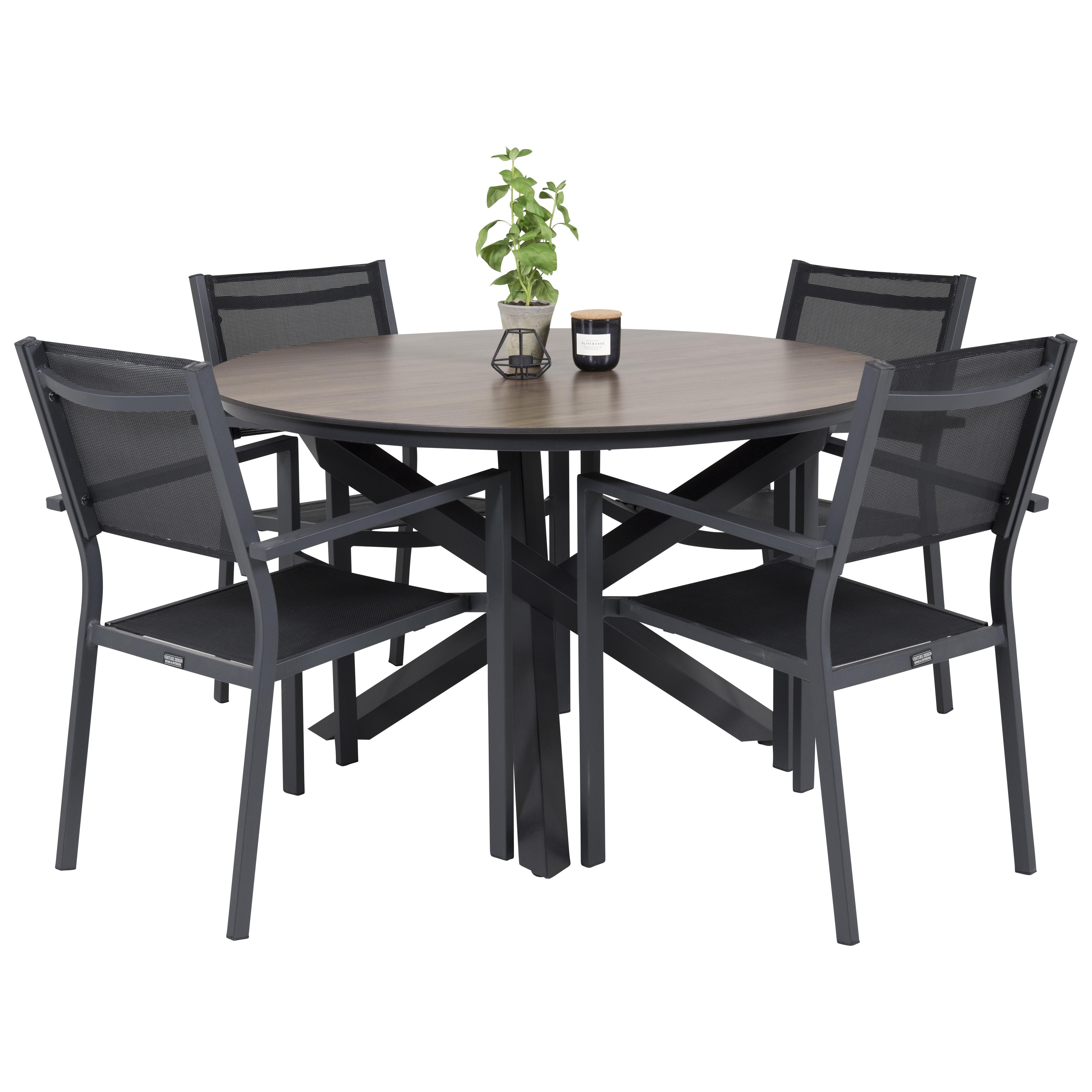 Matgrupp Venture Home Lea Ø 120 med 4 Copacabana Matstolar