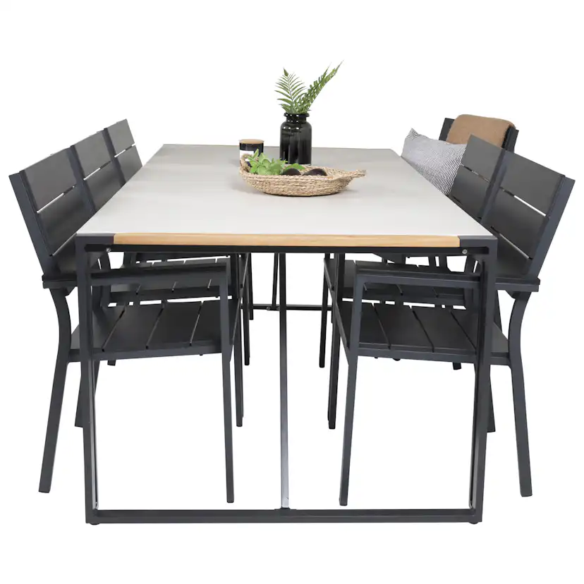 Matgrupp Utomhus Venture Home Tilly 200 med 6 Lova Trädgårdsstolar