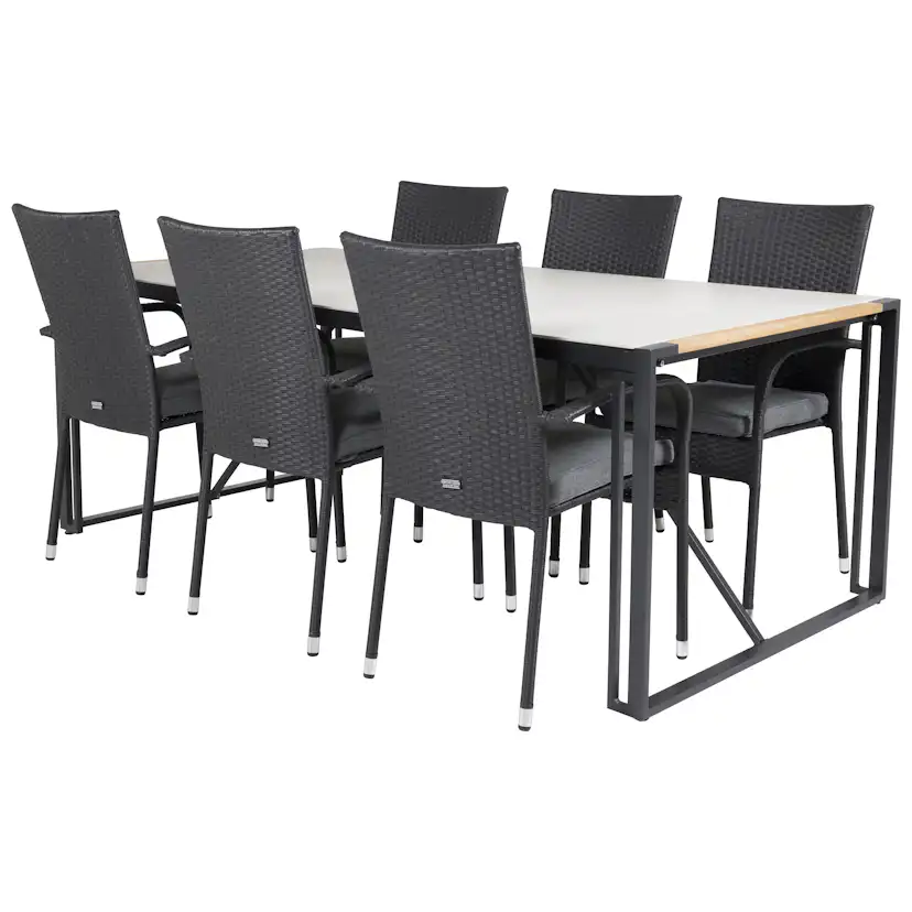 Matgrupp Utomhus Venture Home Tilly 200 med 6 Asta Trädgårdsstolar