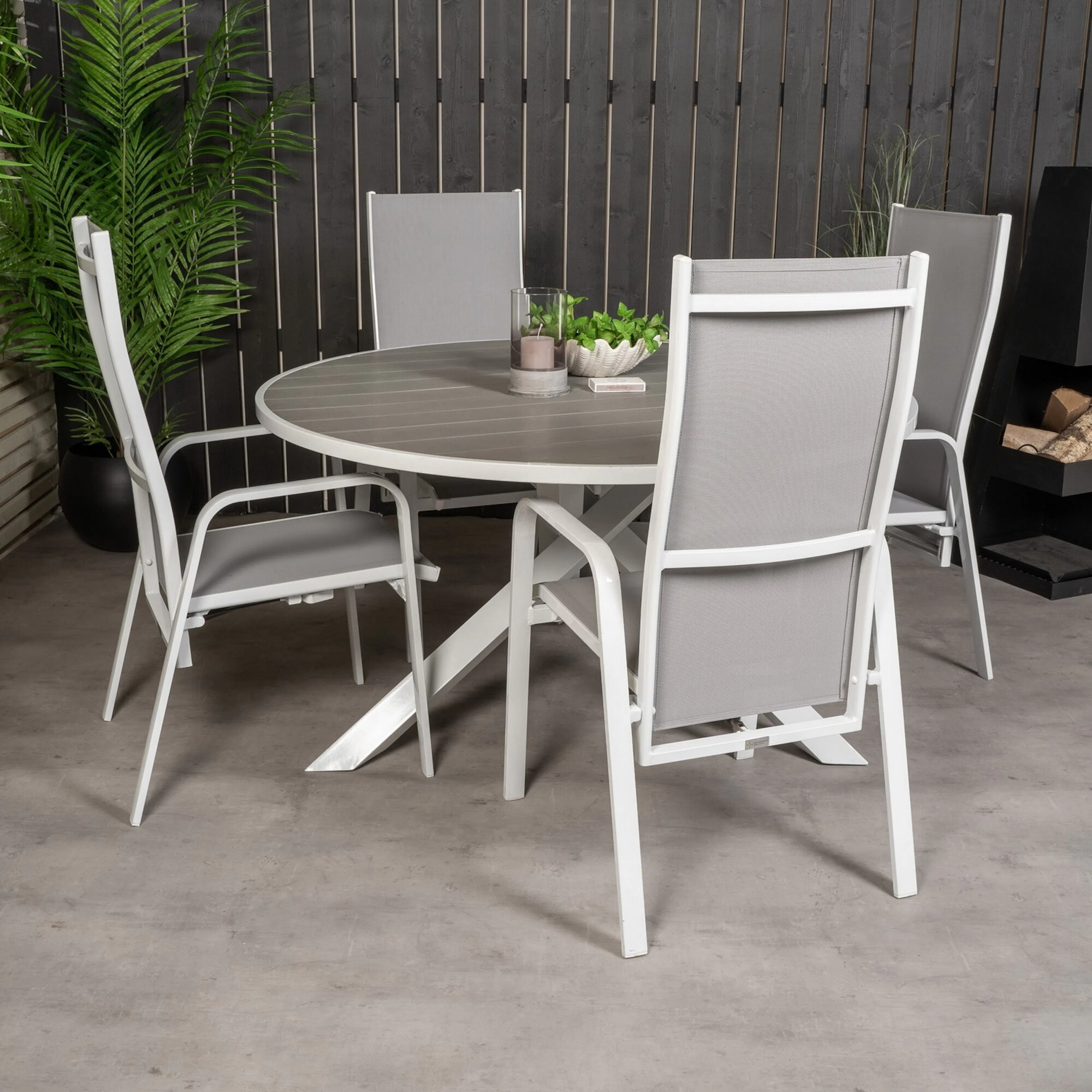 Matgrupp Utomhus Venture Home Pincy Ø140 med 4 Copacabana Trädgårdsstolar