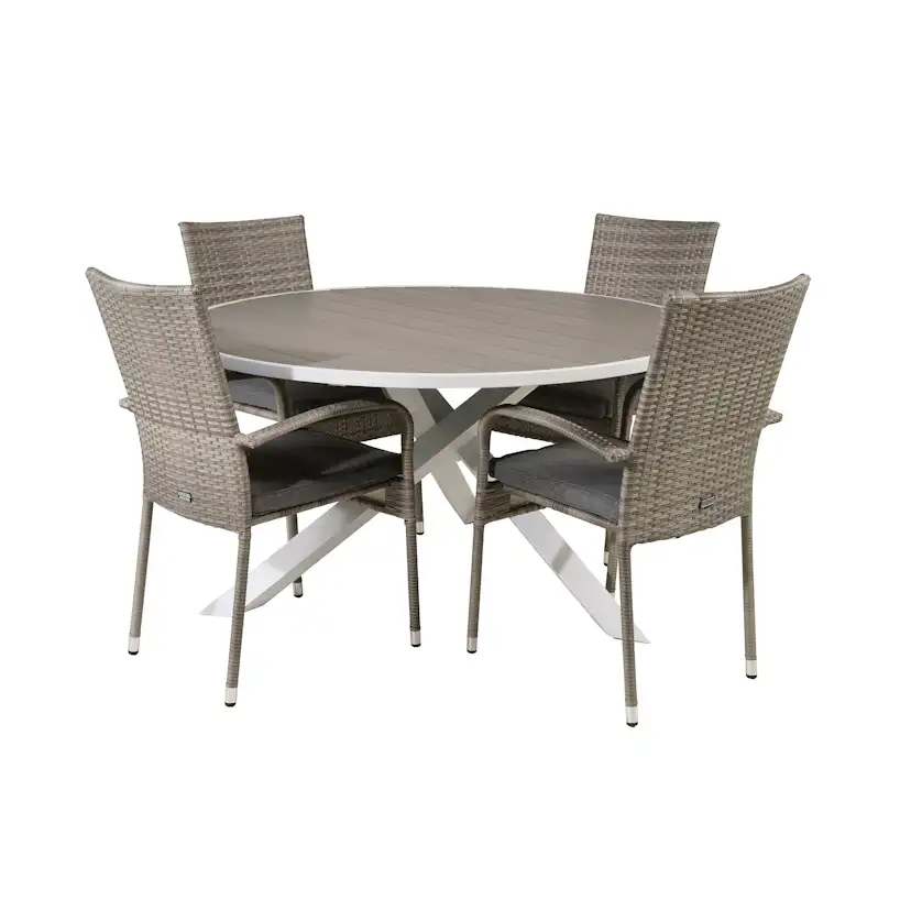 Matgrupp Utomhus Venture Home Pincy Ø140 med 4 Asta Trädgårdsstolar