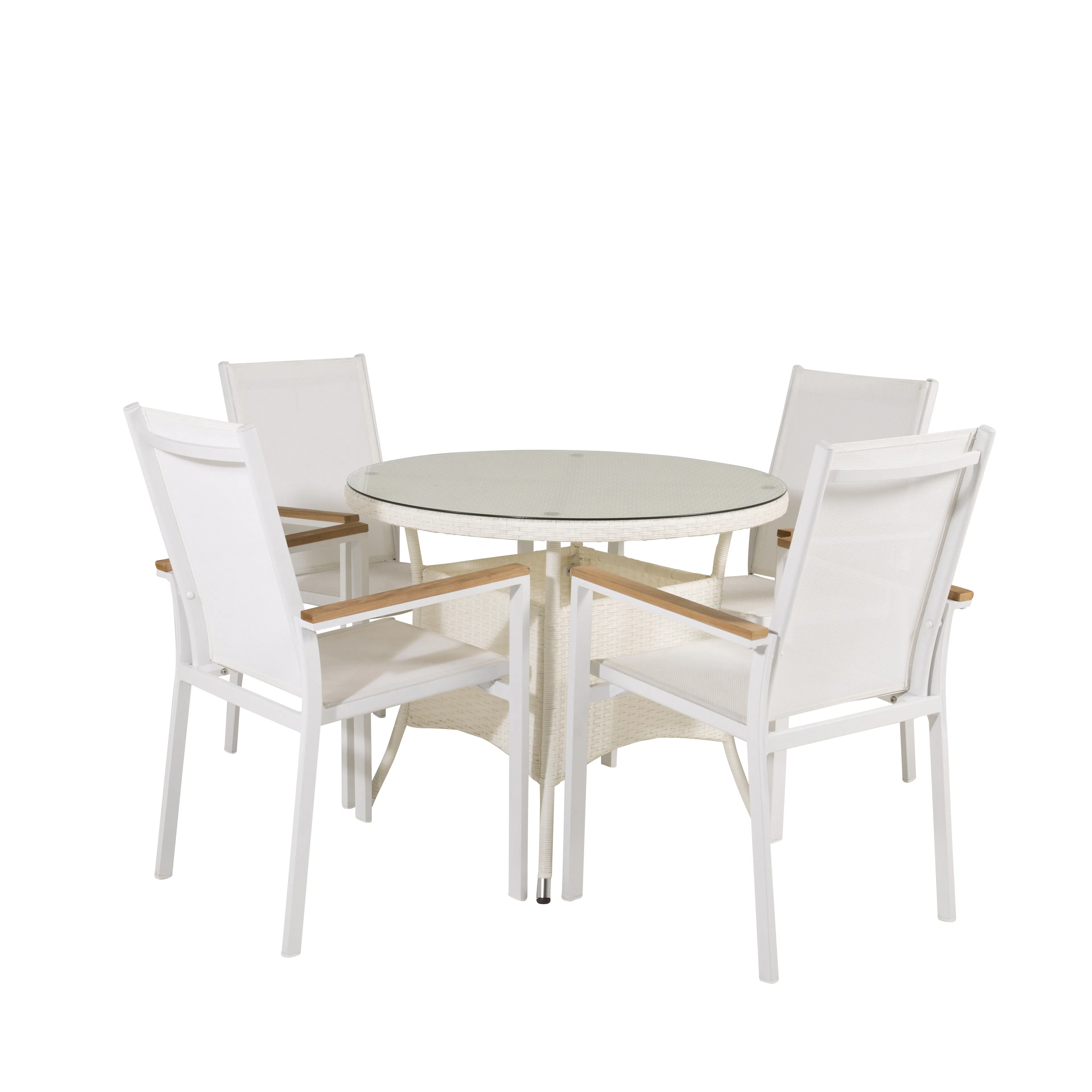 Matgrupp Venture Home Virda Ø 90 med 4 Thea Matstolar