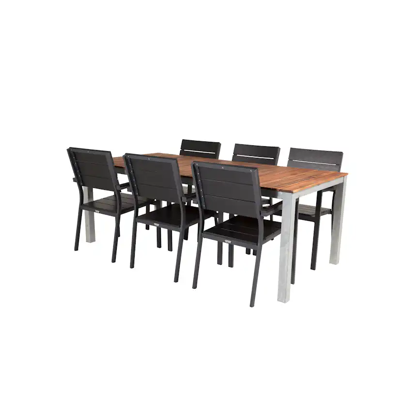 Matgrupp Utomhus Venture Home Zacharias 200 med 6 Lova Trädgårdsstolar