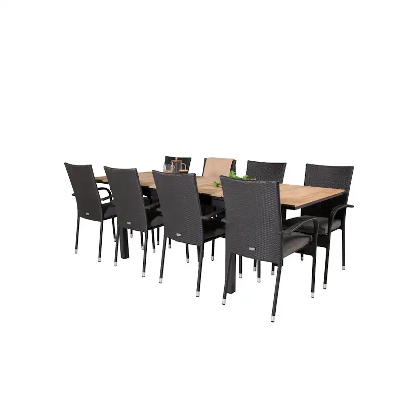 Matgrupp Utomhus Venture Home Meya 160/240 med 8 Asta Trädgårdsstolar